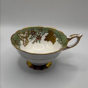 Stafford White and Gold Bone China Teacup Leaf Berry